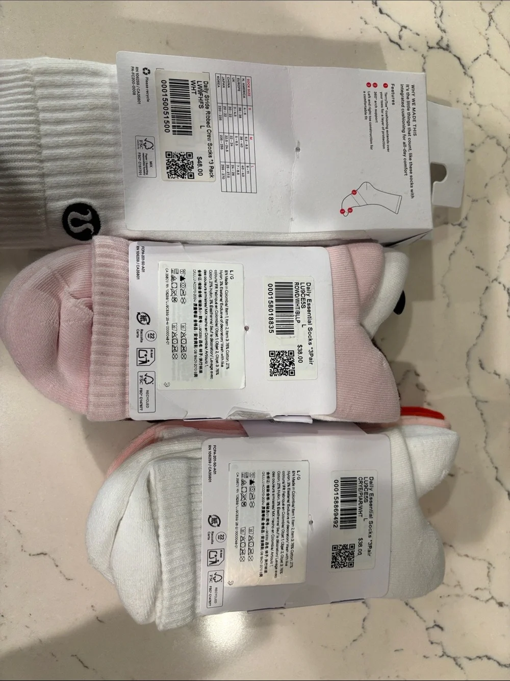 lululemon Daily Essentials Socks 3-Pack - Large, Choose One 3 Pack NWT